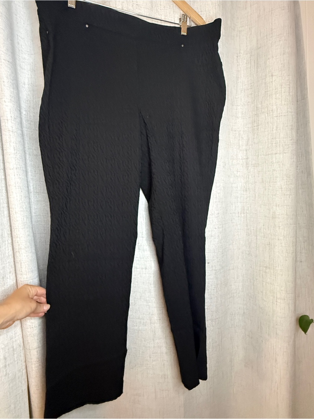 89th & Madison Black Textured Straight-Leg Pants